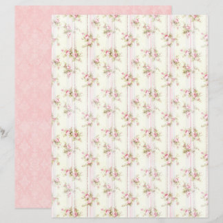 Papel de Scrapbook Floral Rosa Coquete Vintage