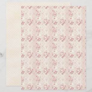 Papel de Scrapbook Floral Rosa Coquete Vintage
