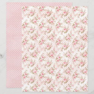 Papel de Scrapbook Floral Rosa Coquete Vintage