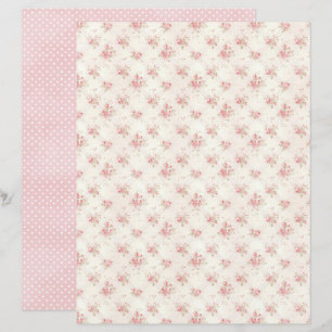 Papel de Scrapbook Floral Rosa Coquete Vintage