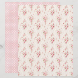 Papel de Scrapbook Floral Rosa Coquete Vintage