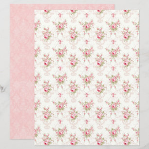 Papel de Scrapbook Floral Rosa Coquette Vintage