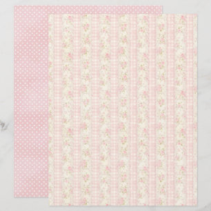 Papel de Scrapbook Floral Rosa Coquette Vintage
