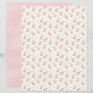 Papel de Scrapbook Floral Rosa Coquette Vintage
