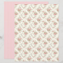 Papel de Scrapbook Floral Rosa Coquette Vintage Fo