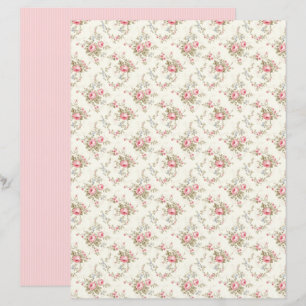 Papel de Scrapbook Floral Rosa Coquette Vintage Fo