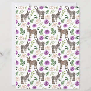 Papel de Scrapbook Floral Roxo Burro Rústico