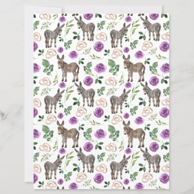Papel de Scrapbook Floral Roxo Burro Rústico (Frente)