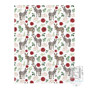Papel de Scrapbook Floral Vermelho Burro Rústico