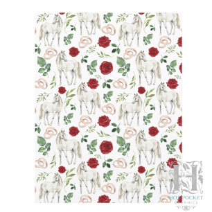 Papel de Scrapbook Floral Vermelho Rústico Equestr
