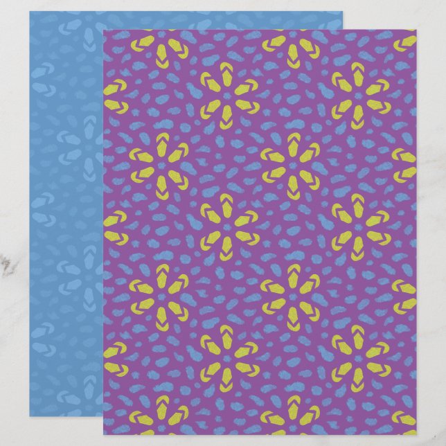 Papel de Scrapbook Flores Chinelo (Frente/Verso)