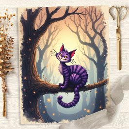 Papel de Scrapbook Floresta do Gato de Cheshire de