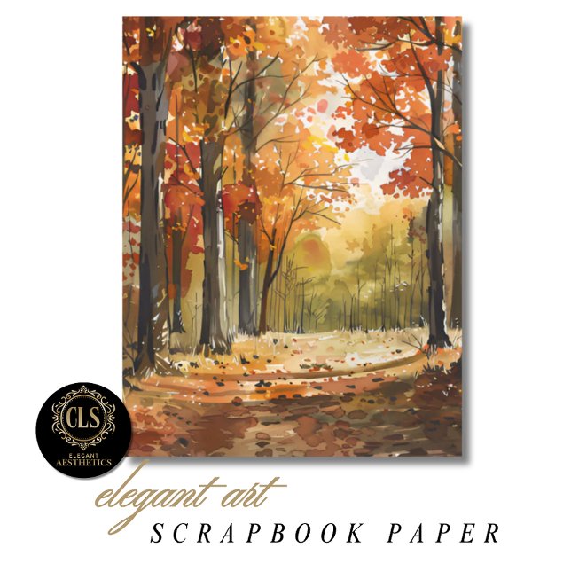 Papel de Scrapbook Floresta Outonal Aquarela (Criador carregado)