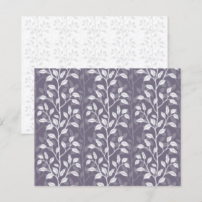 Papel de Scrapbook Folhas Botânicas Roxo Escuro (Frente/Verso)