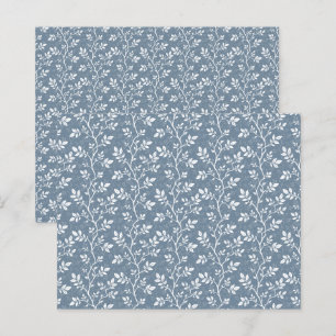 Papel de Scrapbook Folhas Subindo em Azul Empoeira