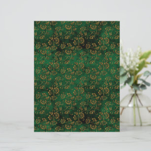 Papel de scrapbook francês esmeralda dourado antig