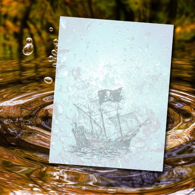 Papel de Scrapbook Fundo de Água de Navio Pirata (Criador carregado)
