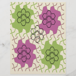 Papel de scrapbook Hexágono Verde e Roxo: