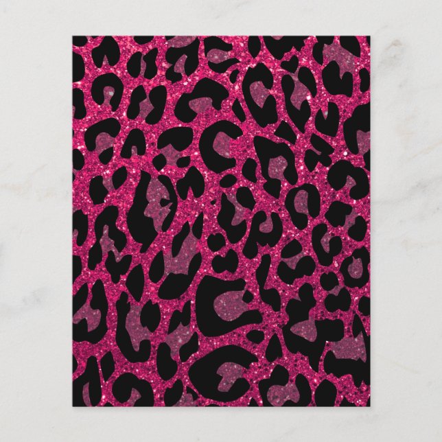 Papel de Scrapbook Impresso do Leopardo - Rosa (Frente)