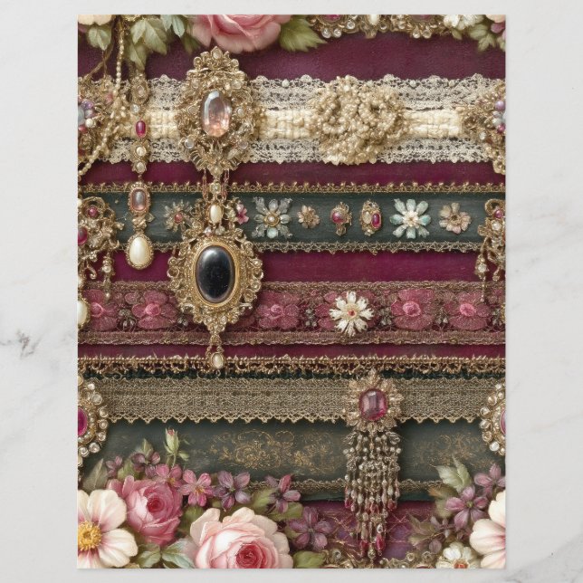 Papel de Scrapbook Journal Arruinado Listra Verde  (Frente)