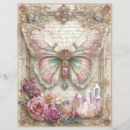 Papel de Scrapbook Journal Basura Borboleta Rosa