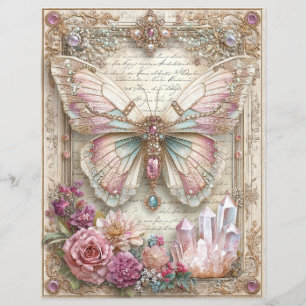 Papel de Scrapbook Journal Basura Borboleta Rosa