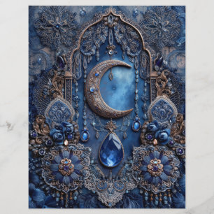 Papel de Scrapbook Journal de Lixo Charme Lua Azul