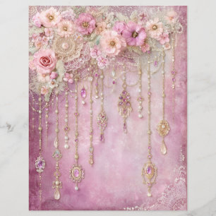 Papel de Scrapbook Journal de Sucata Jóias Flores 