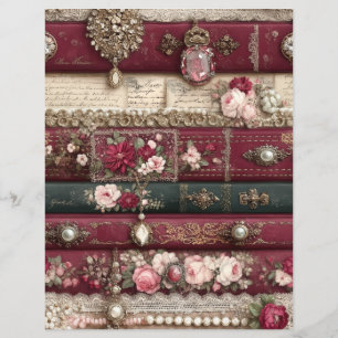 Papel de Scrapbook Journal de Sucata Vermelho Borg