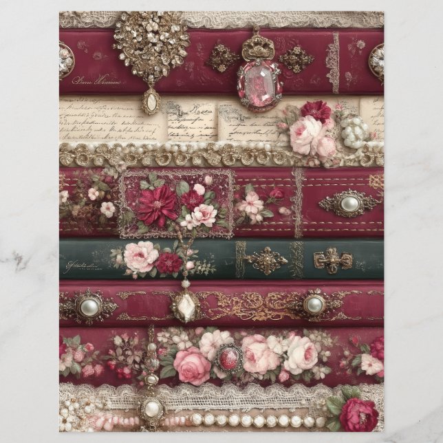 Papel de Scrapbook Journal de Sucata Vermelho Borg (Frente)