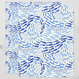 Papel de Scrapbook Leve - Peixes Azuis Nadando no 