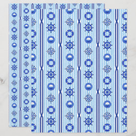 Papel de Scrapbook Listras Náuticas Azuis