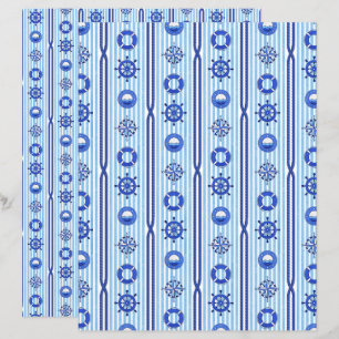 Papel de Scrapbook Listras Náuticas Azuis