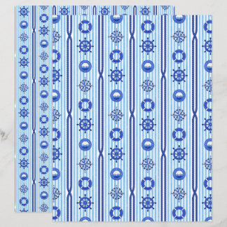 Papel de Scrapbook Listras Náuticas Azuis