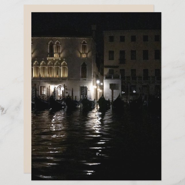 Papel de Scrapbook Meia-Noite no Grande Canal (Frente/Verso)