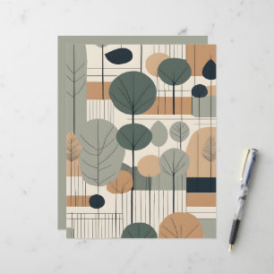 Papel de Scrapbook Moderno Boho com Árvores