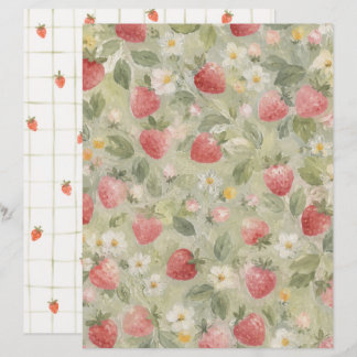 Papel de Scrapbook Morangos e Flores