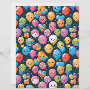 Papel de Scrapbook Padrão de Celebração de Balão K