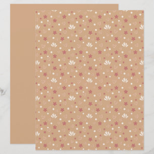 Papel de Scrapbook Padronizado Laranja Cinza Fofo