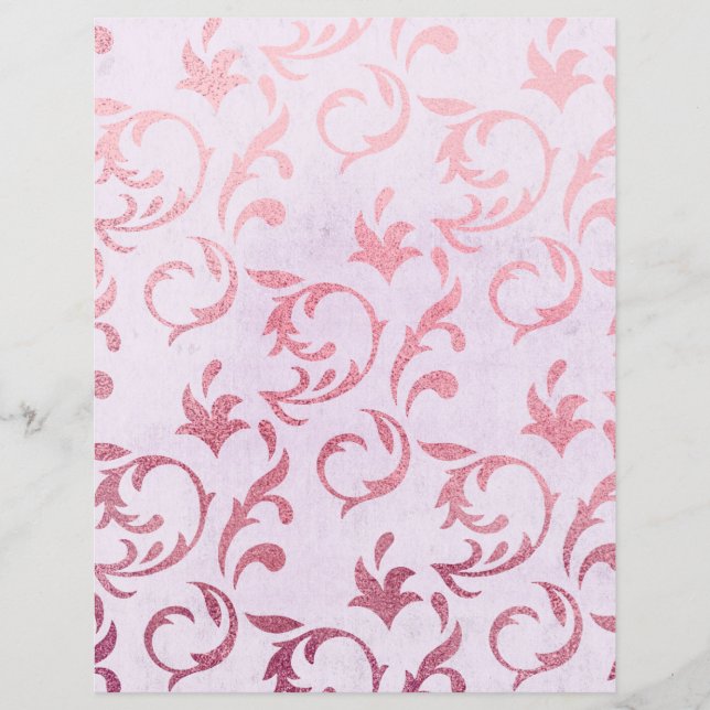 Papel de scrapbook para espirais rosa Dourados (Frente)
