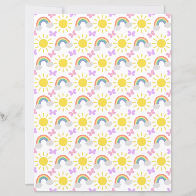 Papel de Scrapbook Pequeno Sol e Arco-íris (Frente)