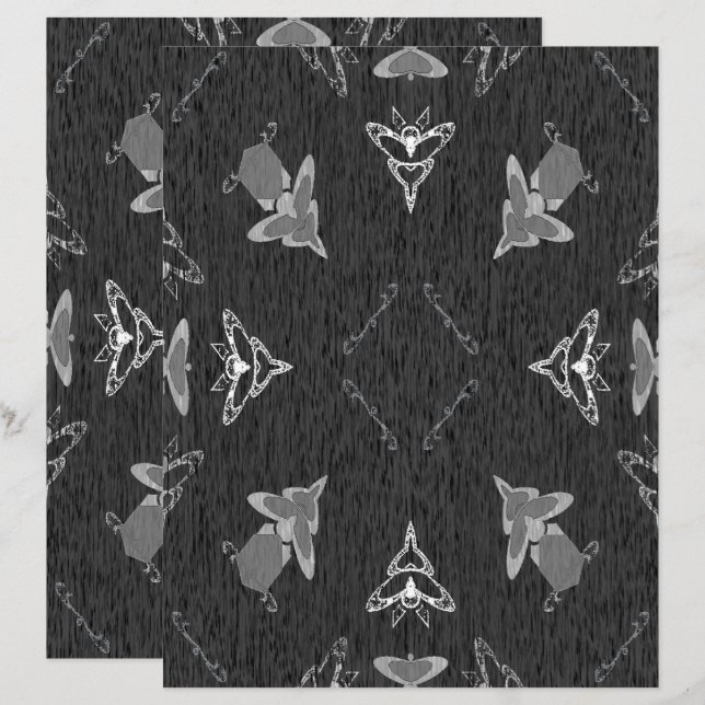 Papel de Scrapbook Preto e Branco com Frente e Ver (Frente/Verso)