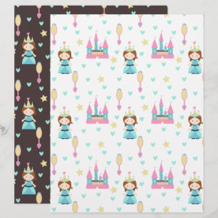 Papel de Scrapbook Princesa com Castelo e Espelhos