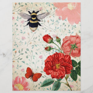 Papel de Scrapbook Rosa vermelha & Bee