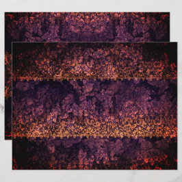 Papel de scrapbook roxo, cor de laranja, com renda