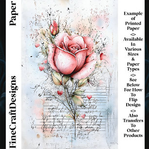 Papel de Scrapbook Shabby Chic Rosa e Corações CJ8
