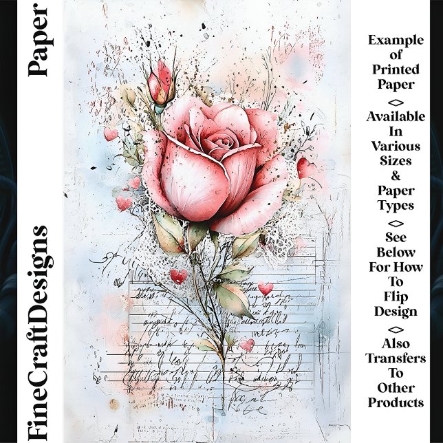 Papel de Scrapbook Shabby Chic Rosa e Corações CJ8 (Criador carregado)