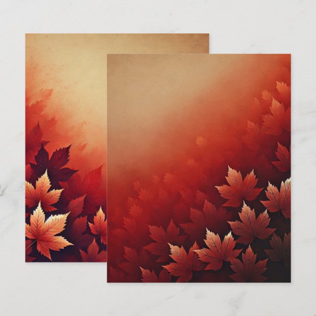 Papel de Scrapbook Tom Outonal do Bordo Enferrujad (Frente/Verso)