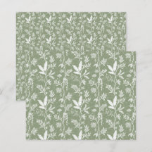 Papel de Scrapbook Verde Sálvia Exótico Botânico d