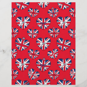 Papel de Scrapbook Vermelho Corações Union Jack Br